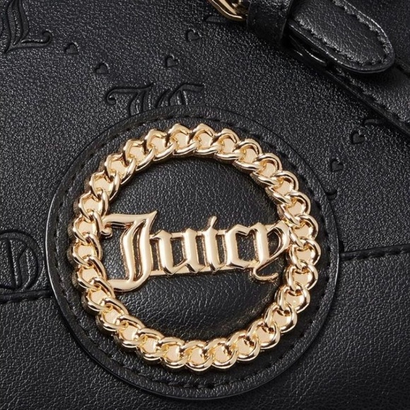 Juicy Couture NWT Black Licorice Semi-Charmed Embossed Satchel Bag Purse (P017) - Picture 4 of 10